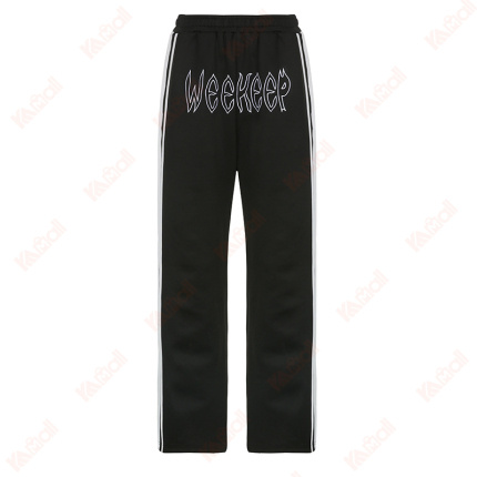 black casual knitted fabric long pants